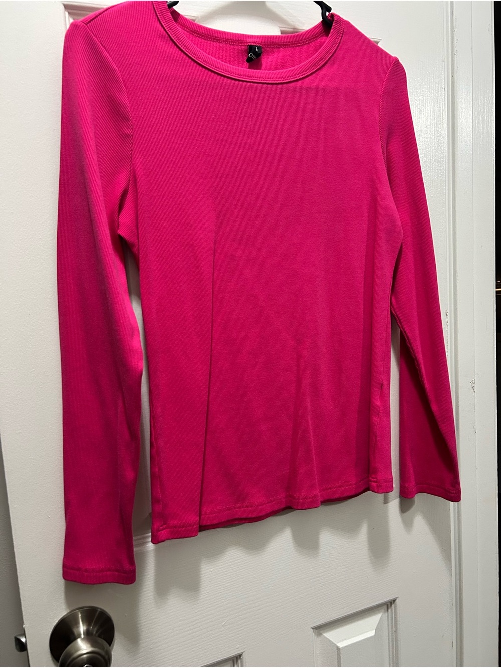 Hot Pink Long-Sleeve Crewneck Top